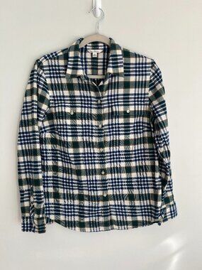 L.L. Bean Signature Women's Plaid Cotton Flannel Shirt - Size 10
